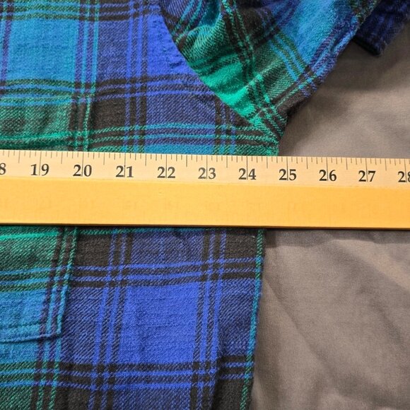 American Eagle Flannel Shirt Women's Size Large Plaid Button Up Green Blue Black - Picture 5 of 9